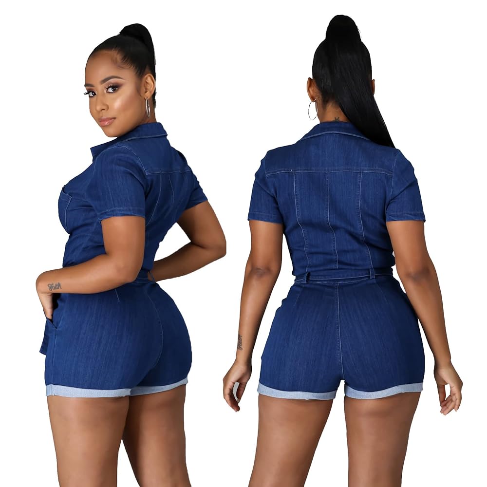Amazon.com: CUYALZMI Women's Bodycon Denim Romper Summer